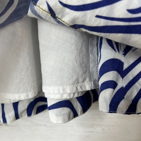 Cabi Skirt Womens Size 0 Blue & White Lombard Geo Swirl Cotton Blend Pleated - Picture 10 of 15